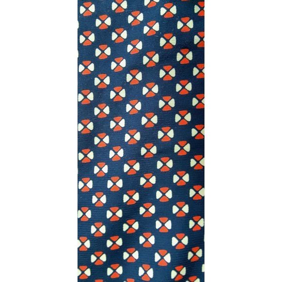 Vintg Late 70's Early 80's Button-Up Shirt Women's S Navy Geometric High Collar - Picture 7 of 7